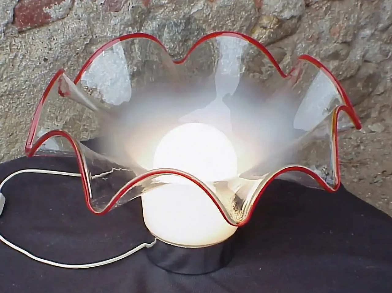 Lampada in vetro lattimo di Vistosi, anni '70 5