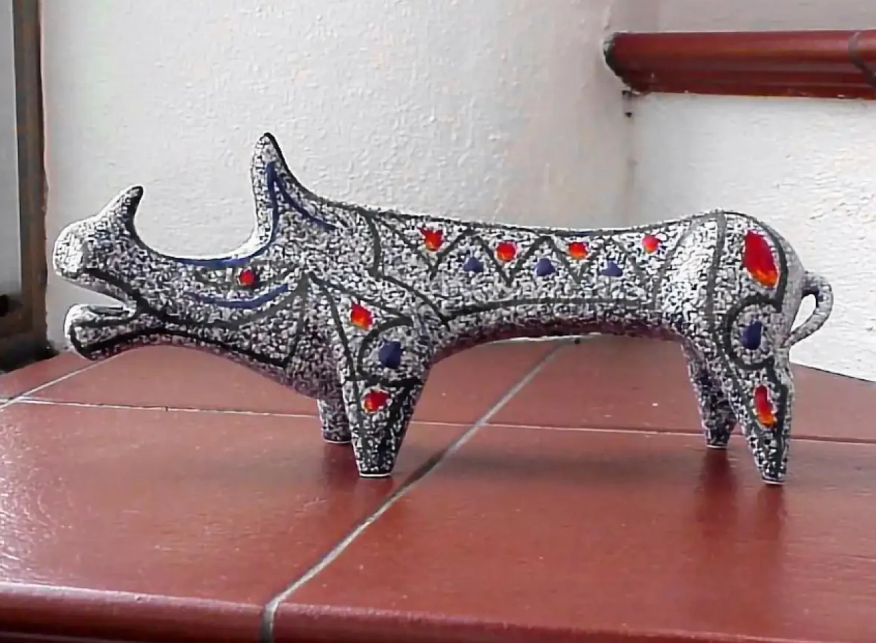 Rinoceronte in ceramica di Roberto Rigon, anni '60 3