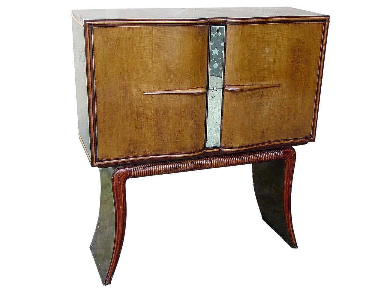 Bar cabinet with mirrored glass interior by Paolo Buffa, 1940s 3