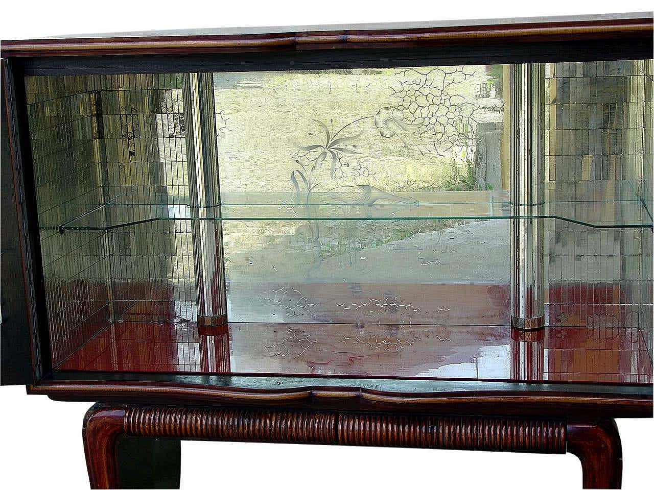 Mobile bar con interni in vetro specchiato di Paolo Buffa, anni '40 5