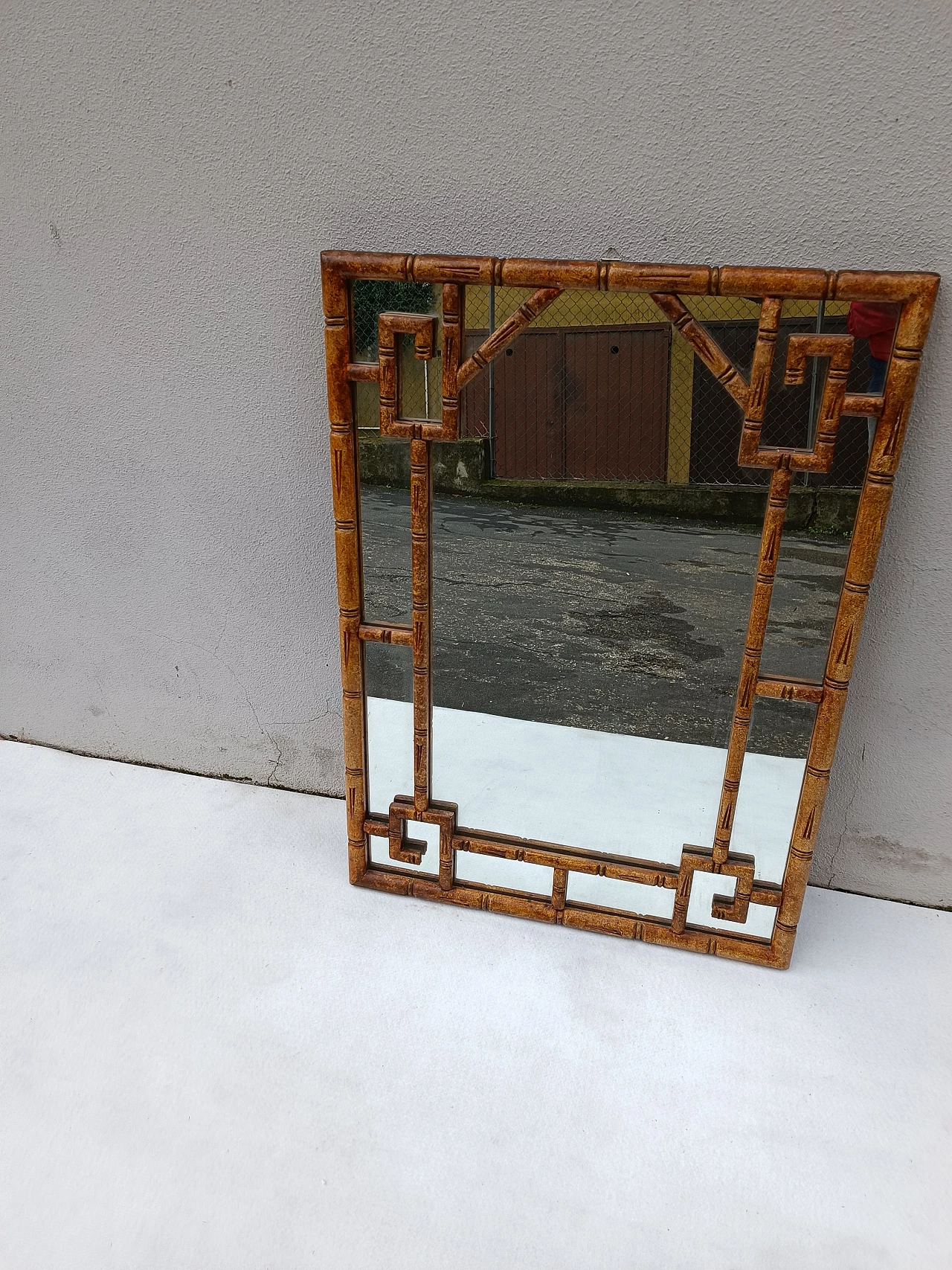Bamboo-effect stucco wall mirror, 1960s 4