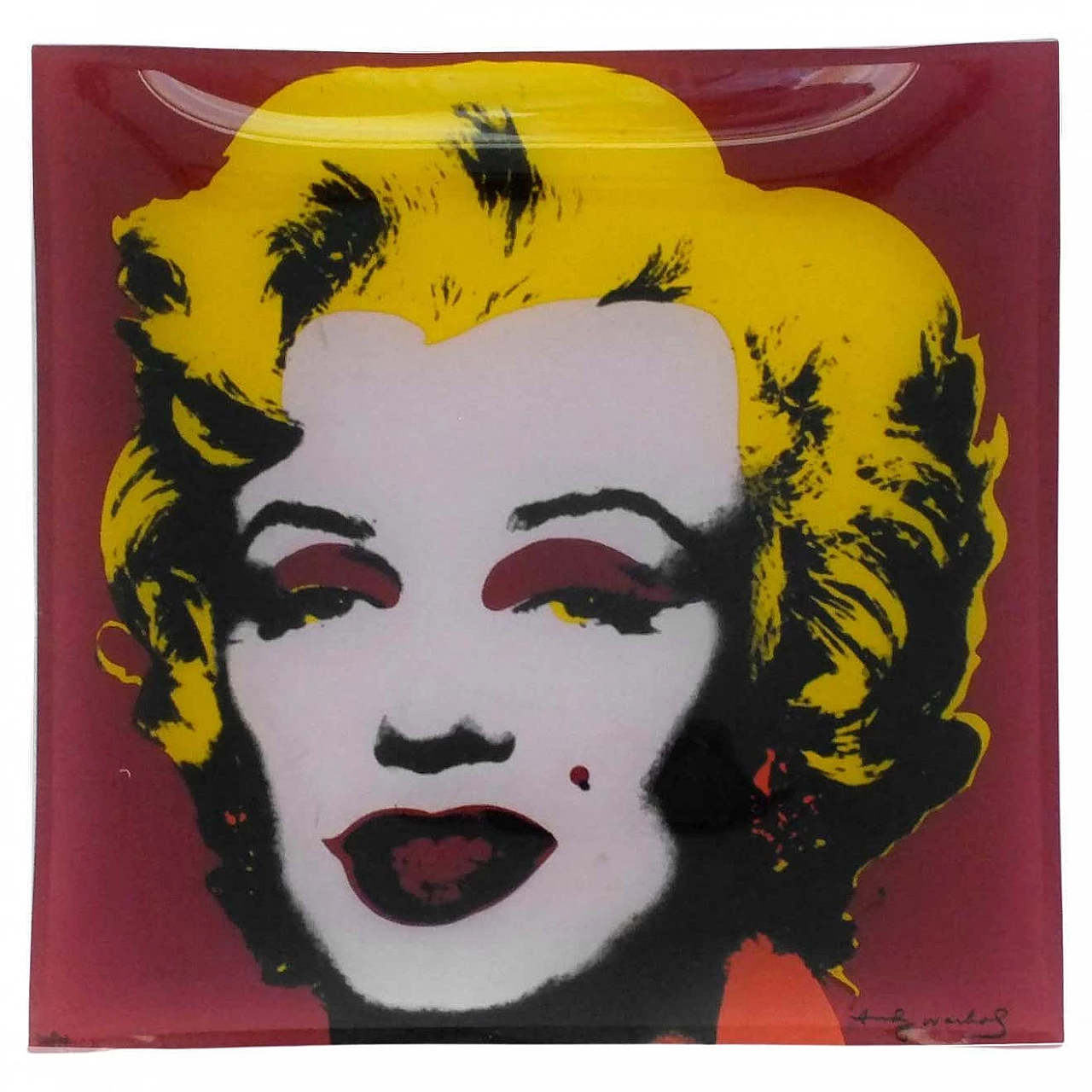 Marilyn Monroe square plate in glass by Andy Warhol for Rosenthal, 1980s 1