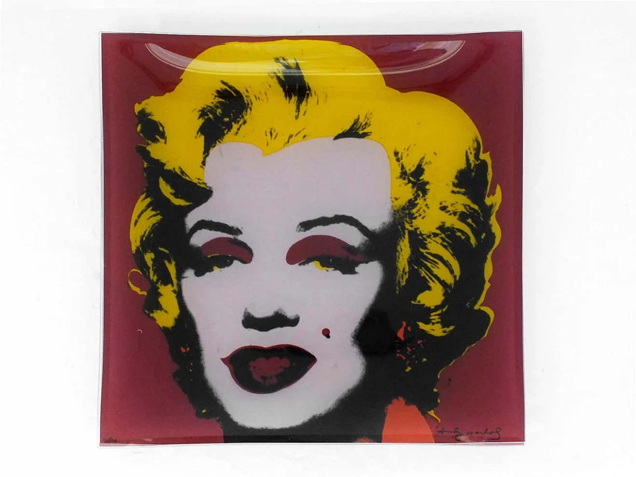Marilyn Monroe square plate in glass by Andy Warhol for Rosenthal, 1980s 2