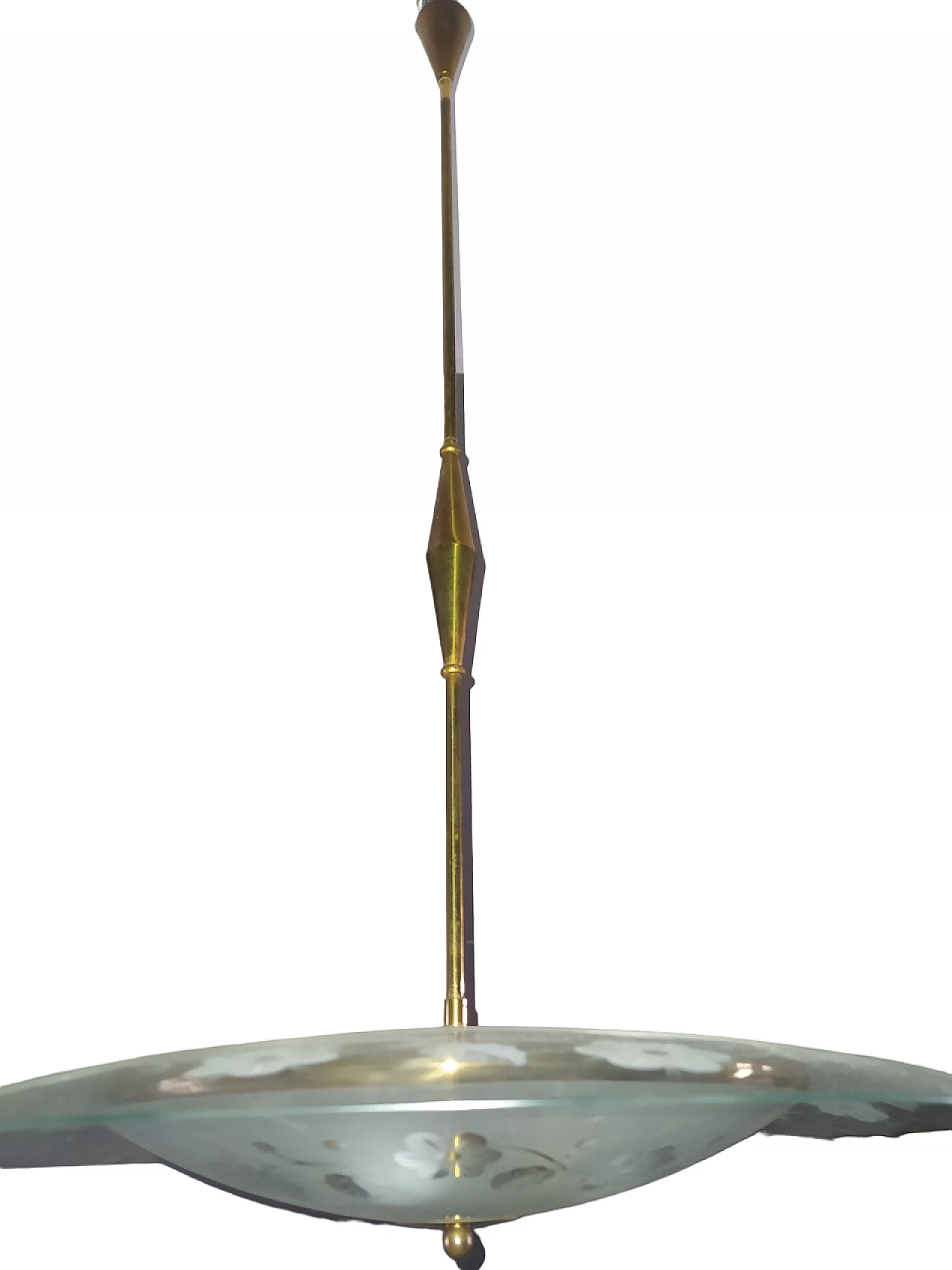 Lampadario in vetro e ottone nello stile di Pietro Chiesa, anni '50 4