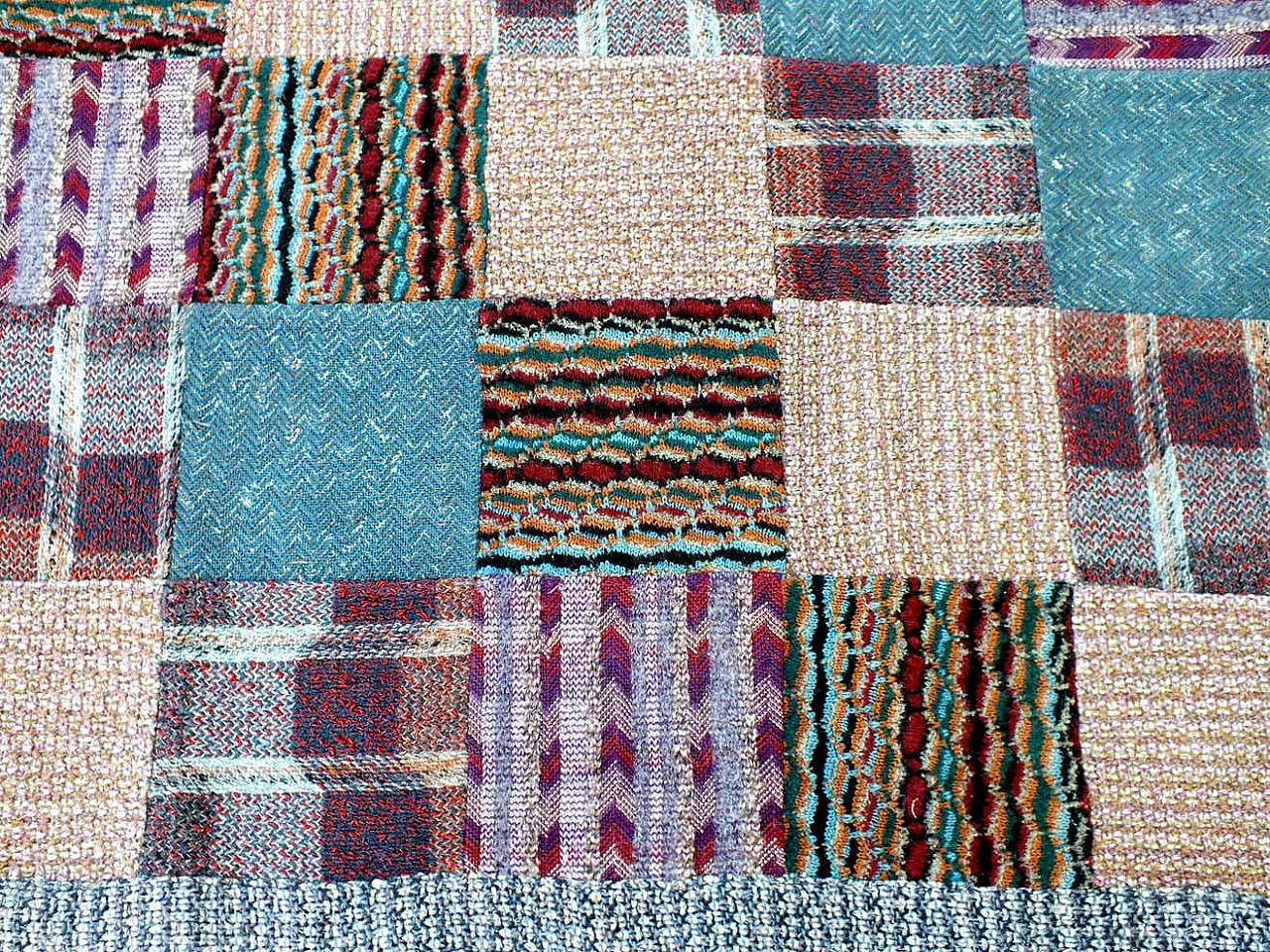 Patchwork tapestry in wool by Ottavio Missoni for Saporiti, 1970s 4