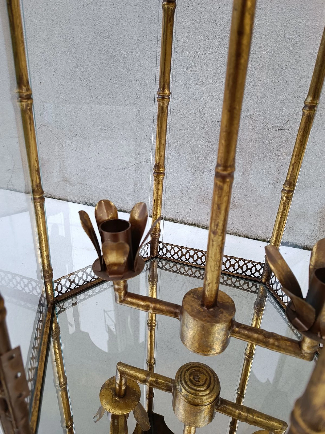 Lanterna francese in metallo dorato, anni '70 3