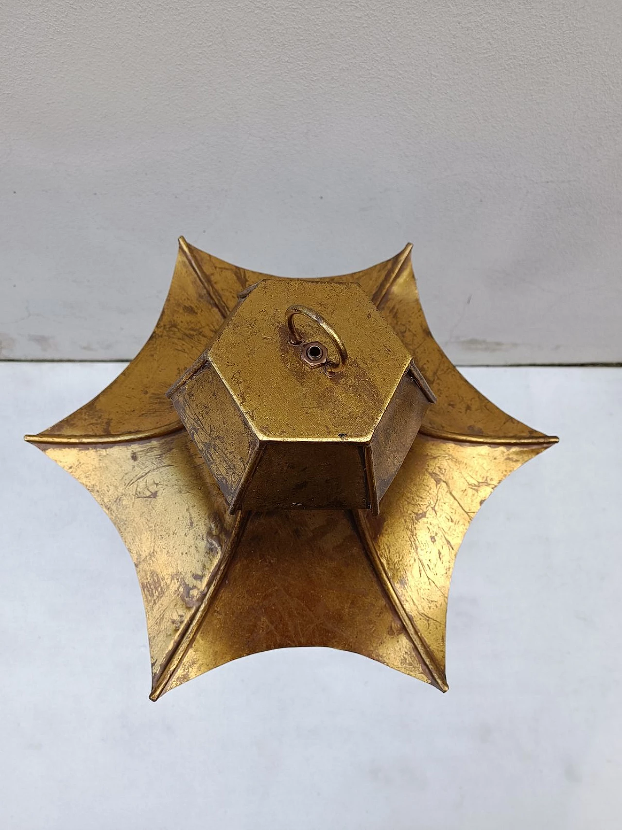 French gilded metal lantern, 1970s 4