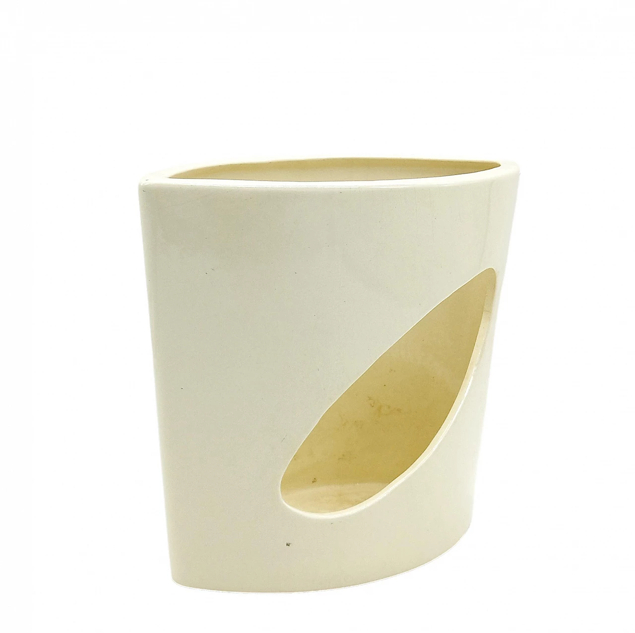 Ivory glazed ceramic cachepot in the style of Antonia Campi, 1970s 2