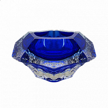 Blue glass ashtray by Flavio Poli for Seguso, 1960s