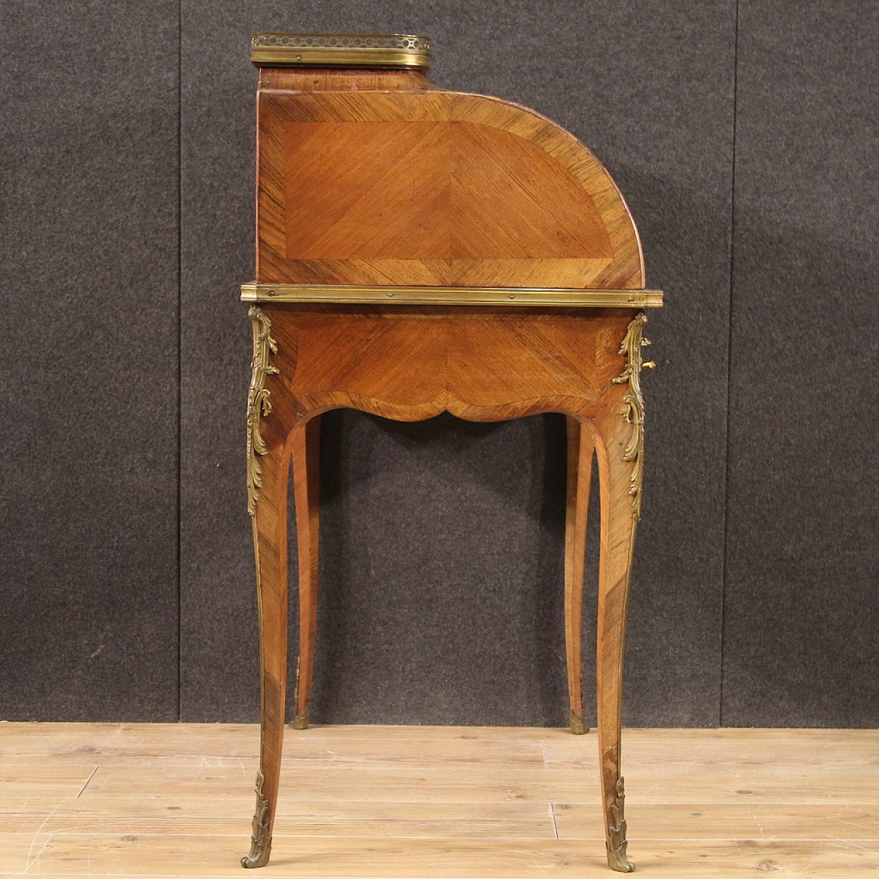 Napoleon III veneered wood roll top desk, late 19th century 3
