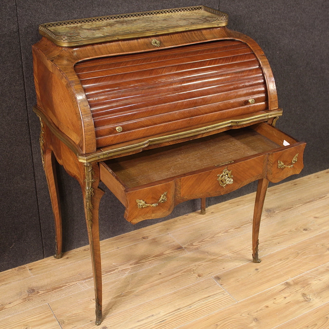 Napoleon III veneered wood roll top desk, late 19th century 5