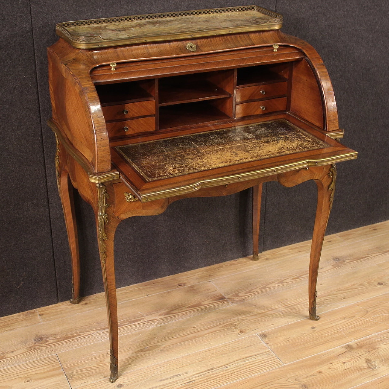 Napoleon III veneered wood roll top desk, late 19th century 7