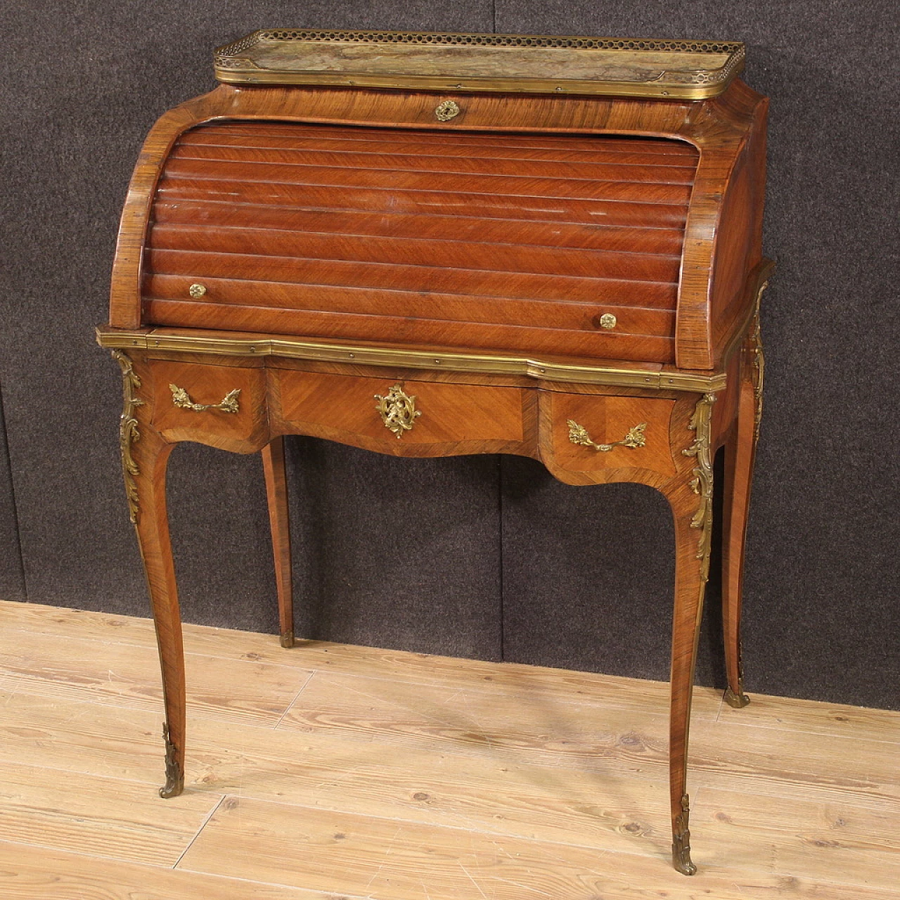 Napoleon III veneered wood roll top desk, late 19th century 9