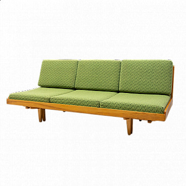 Beech and green fabric sofa bed by Jitona, 1970s