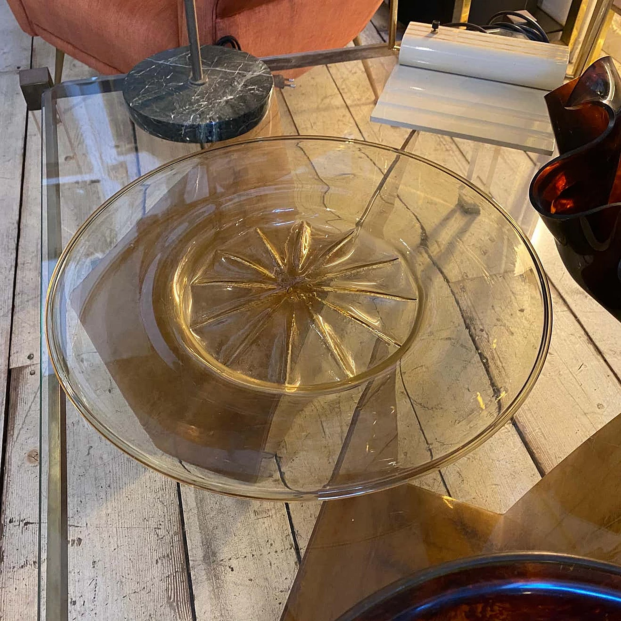 Piatto in vetro soffiato oro di Murano di Vittorio Zecchin per Venini, anni '30 16