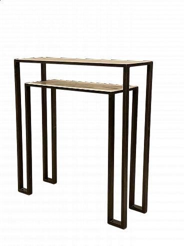 Consolle in ferro con doppio ripiano, anni '90