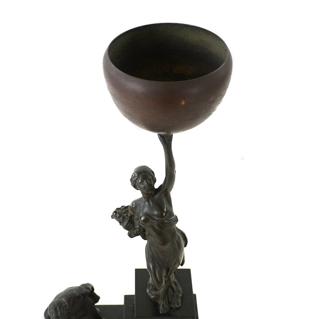 Trofeo di gara per torneo di bocce in bronzo e marmo, anni '30 1