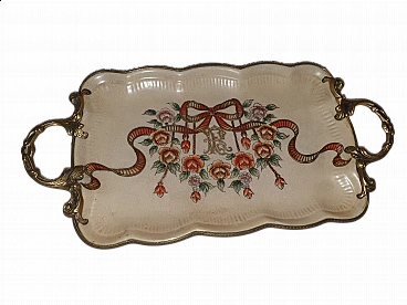 Bronze and ceramic tray by Royal Family, 1970s