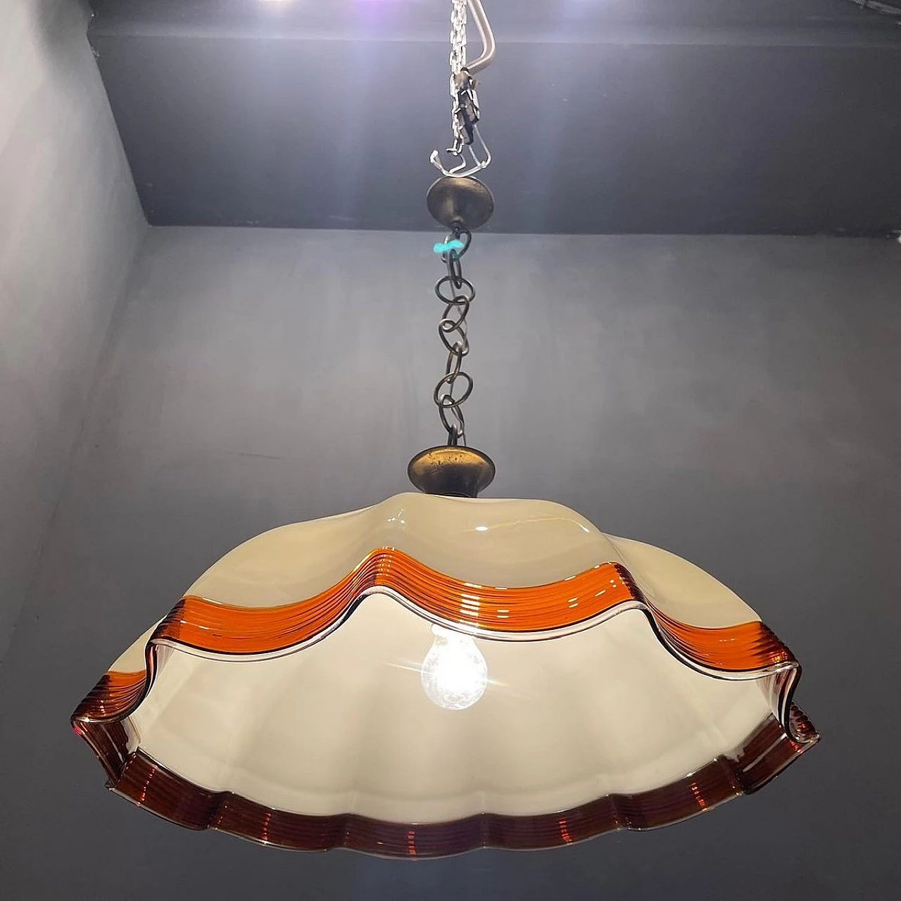 Lampadario in vetro di Murano soffiato, anni '50 3
