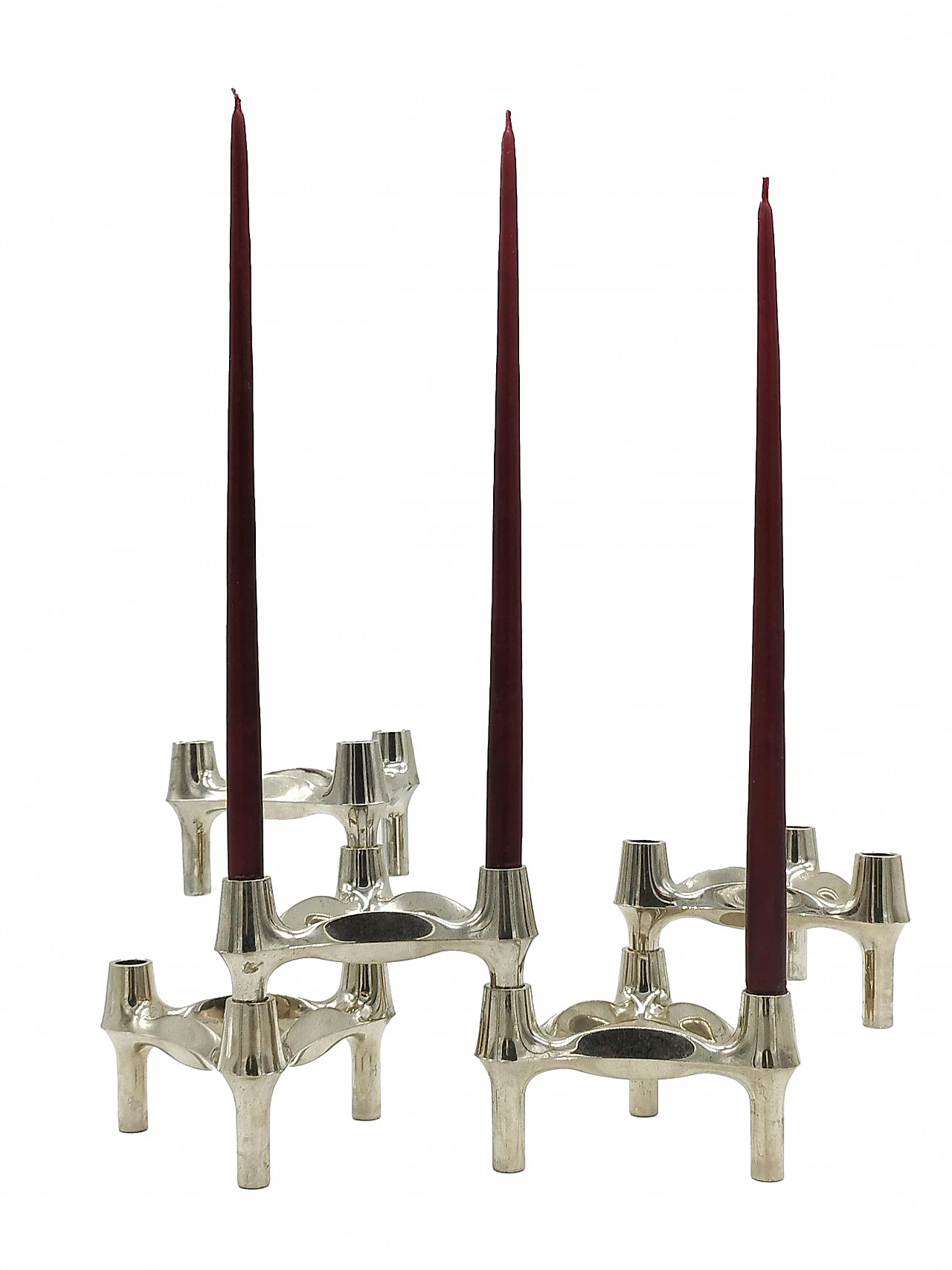 5 Modular stackable candle holders by Fritz Nagel & Caesar Stoffi for BMF, 1970s 1