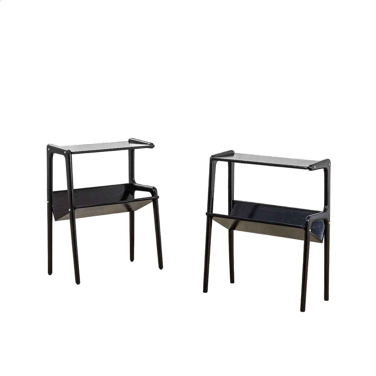 Pair of black wooden magazine tables by Ico Parisi, 1940s 8