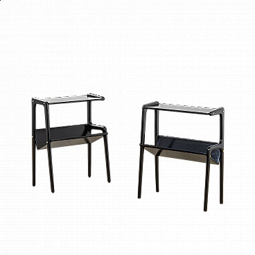 Pair of black wooden magazine tables by Ico Parisi, 1940s