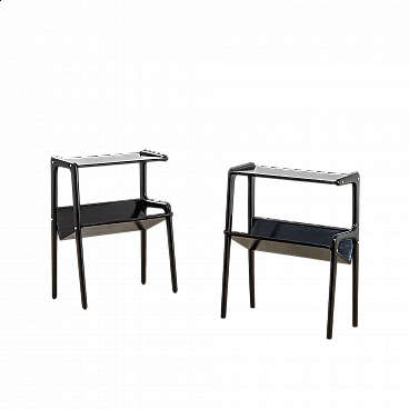 Pair of black wooden magazine tables by Ico Parisi, 1940s