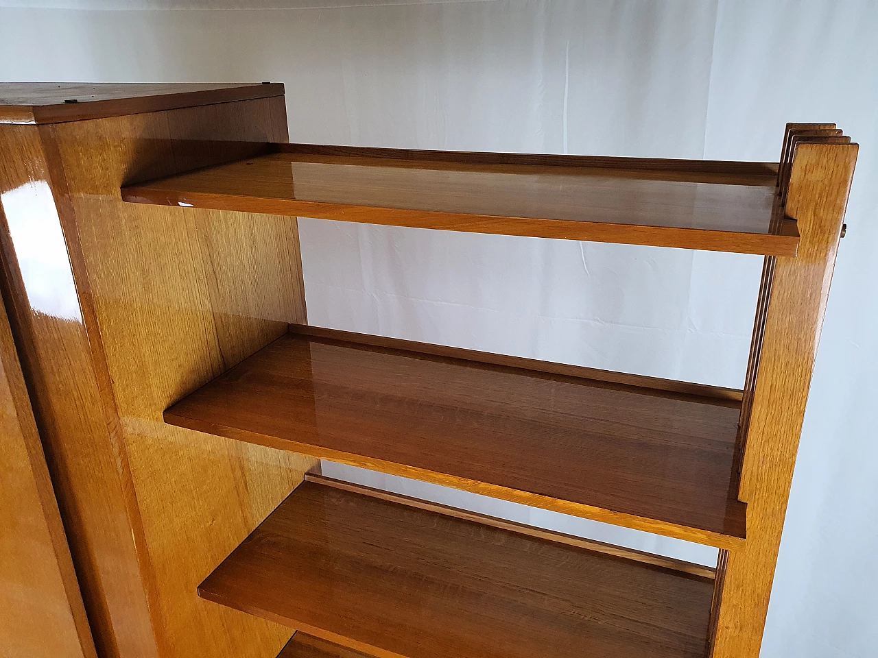 Beech wardrobe with bookcase, 1950s 19