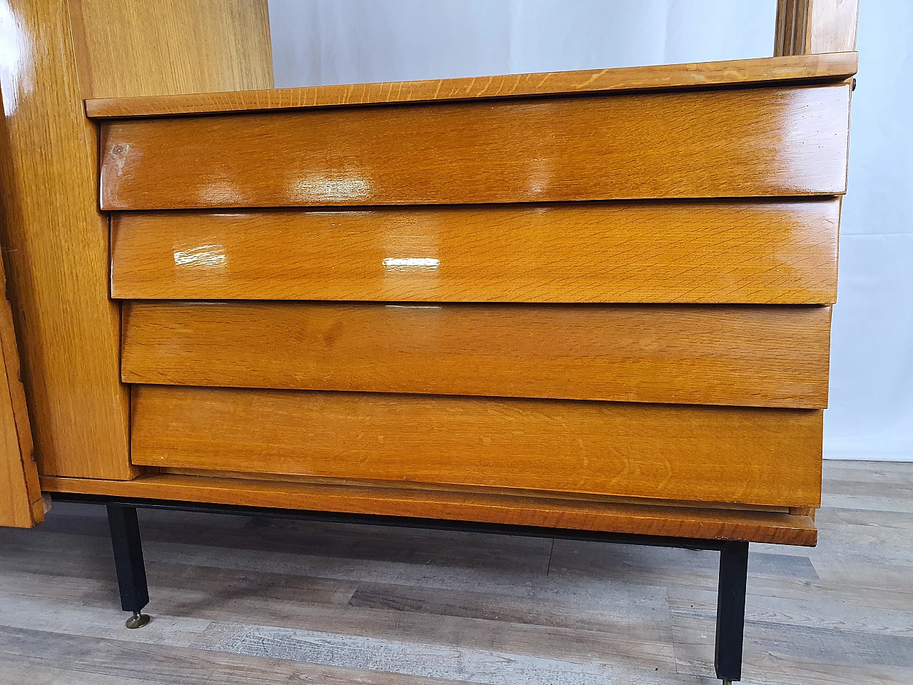 Beech wardrobe with bookcase, 1950s 24