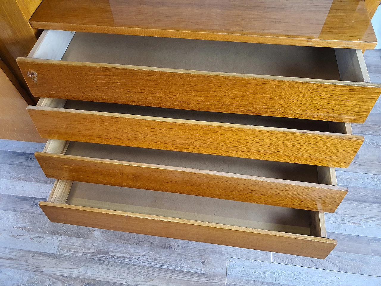 Beech wardrobe with bookcase, 1950s 33