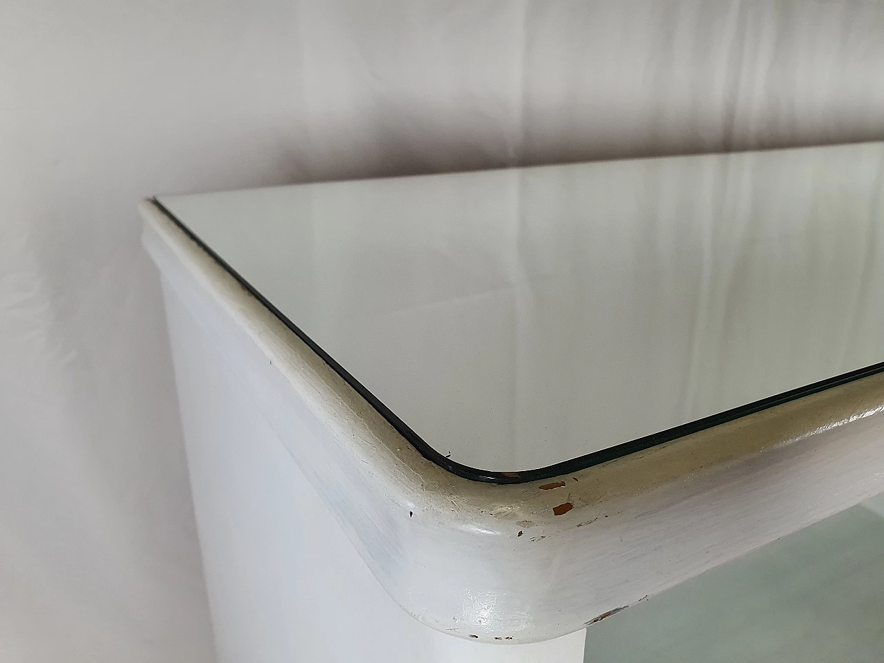 Credenza Shabby Chic in legno laccato bianco con piano specchiato, anni '20 39