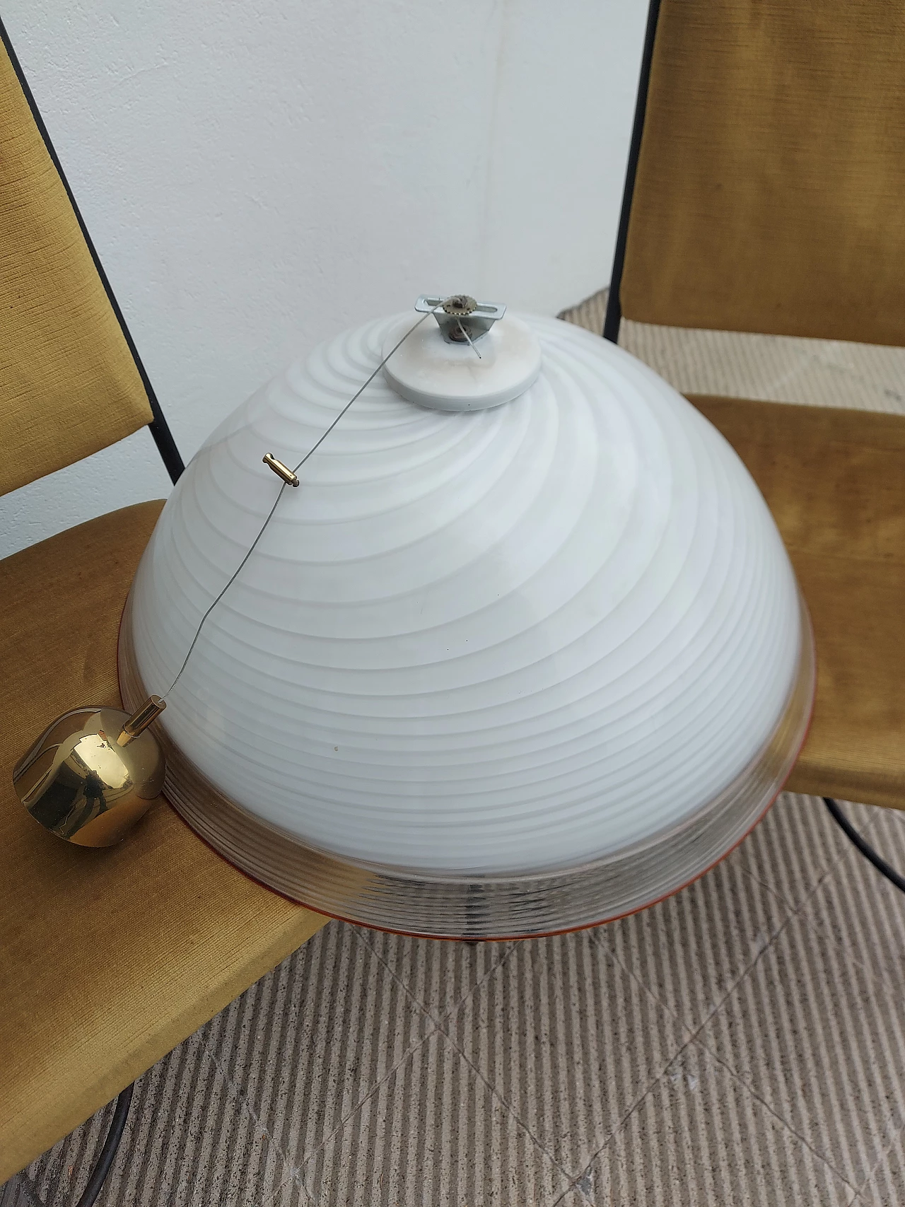 Lampada a sospensione in vetro di Murano, anni '70 1