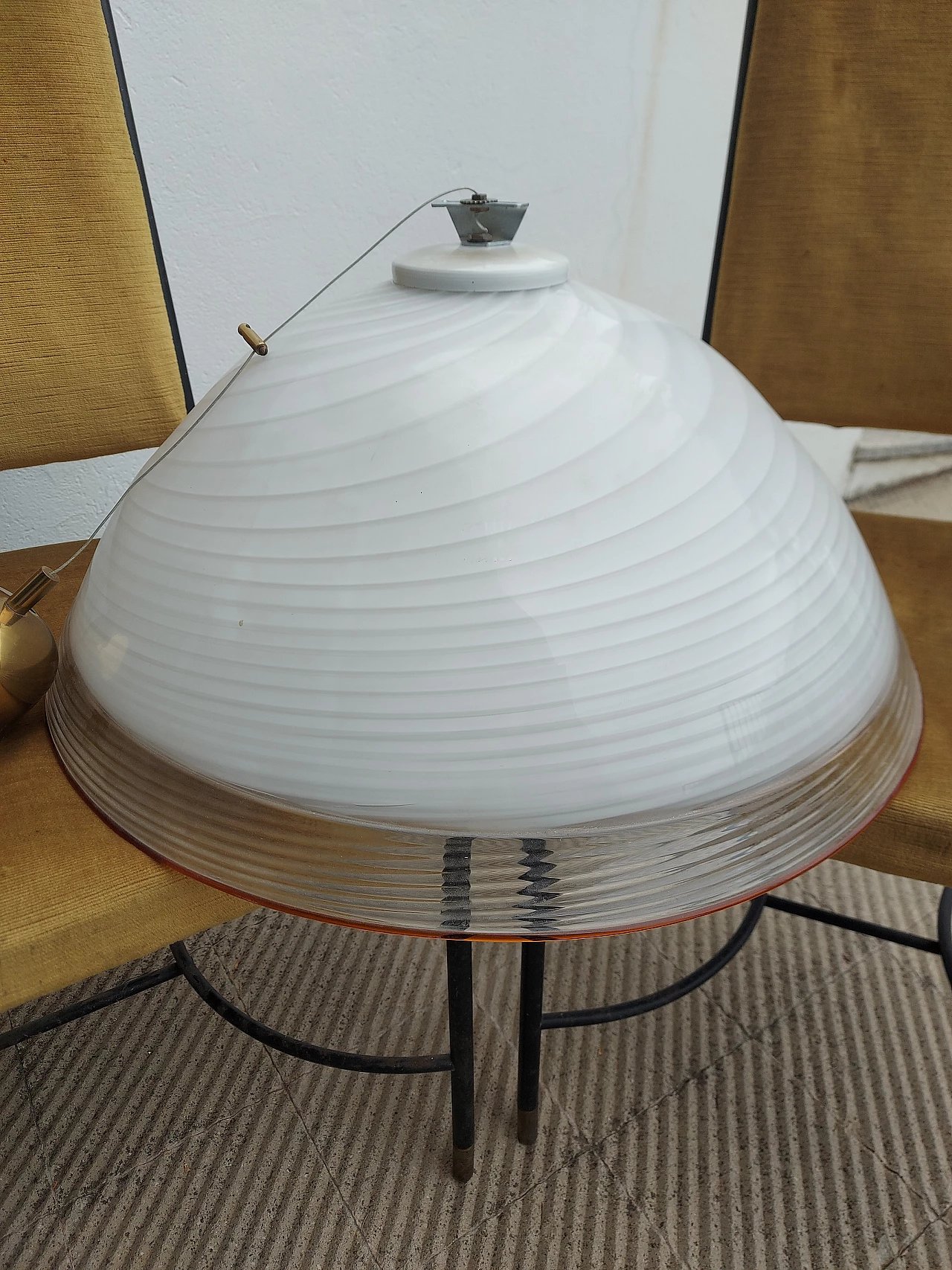 Lampada a sospensione in vetro di Murano, anni '70 3