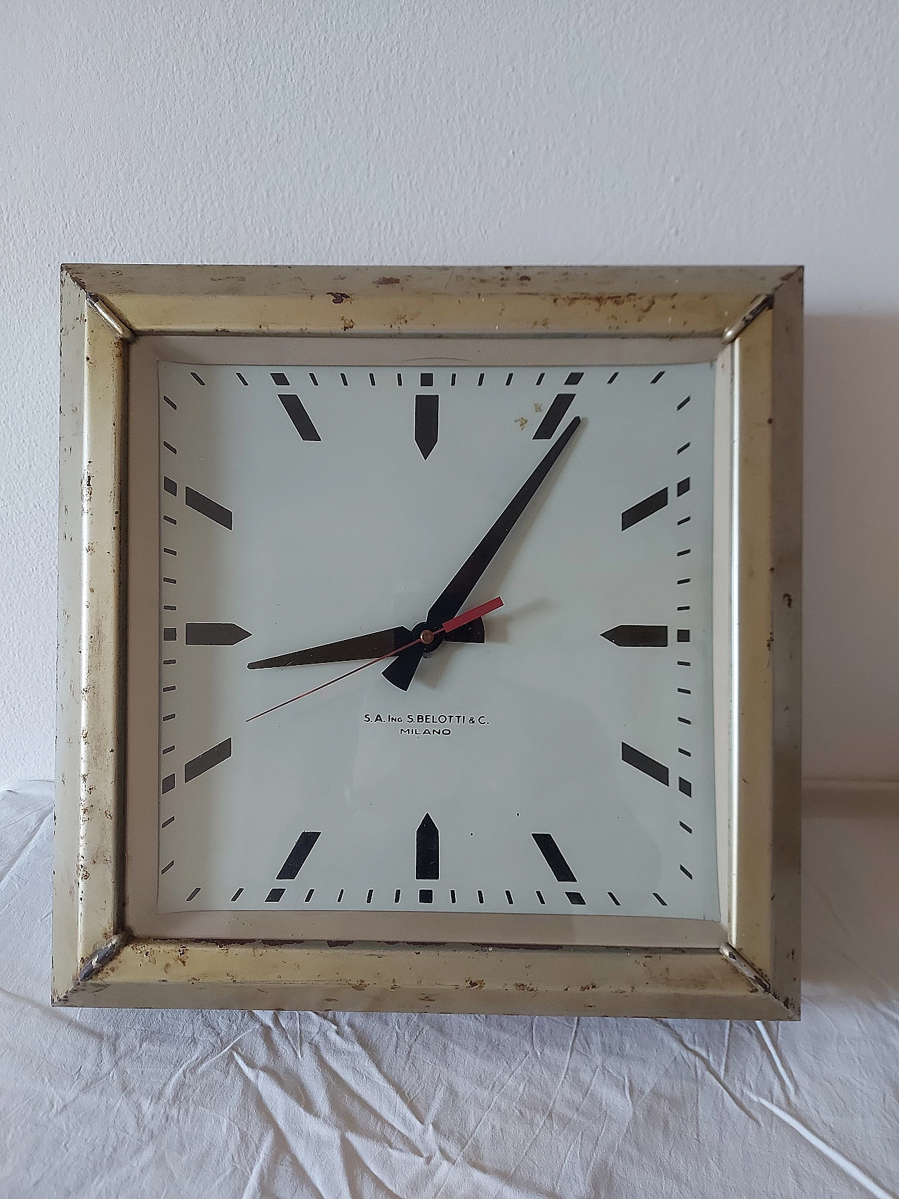 Metal wall clock by S. A. Ing S. Belotti & C., 1960s 1
