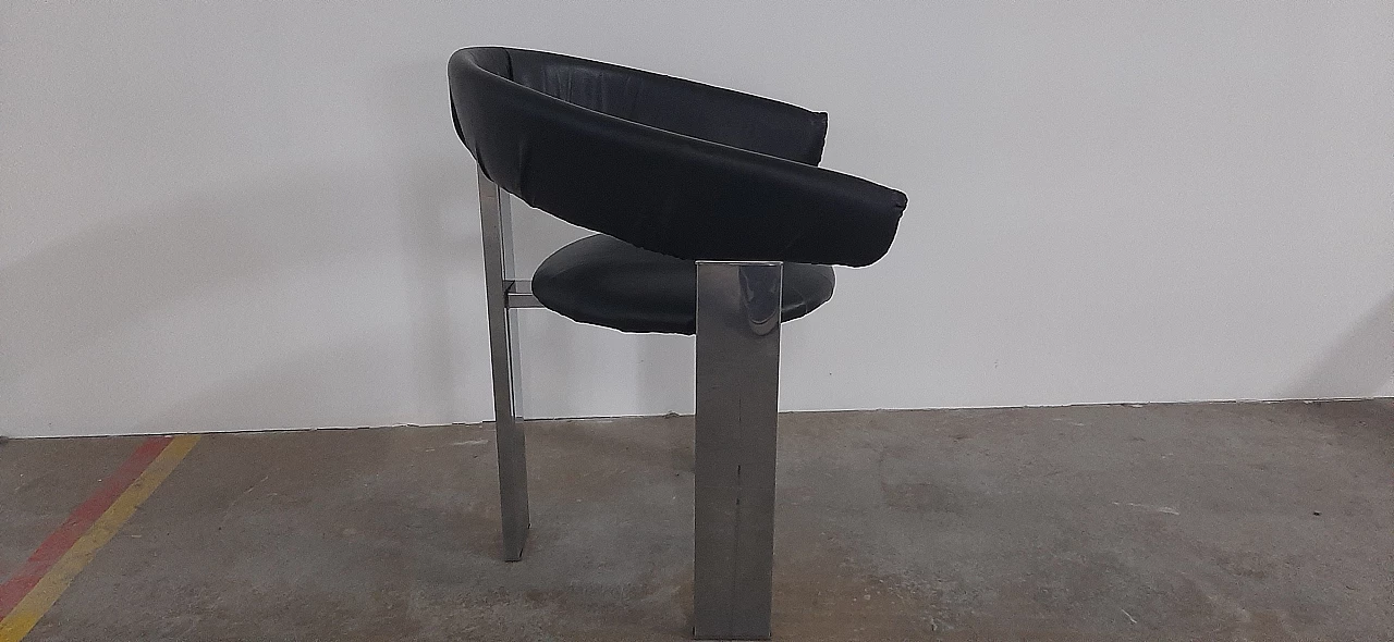 4 Steel and black leather armchairs in the style of Eckart Muthesius, 1990s 2