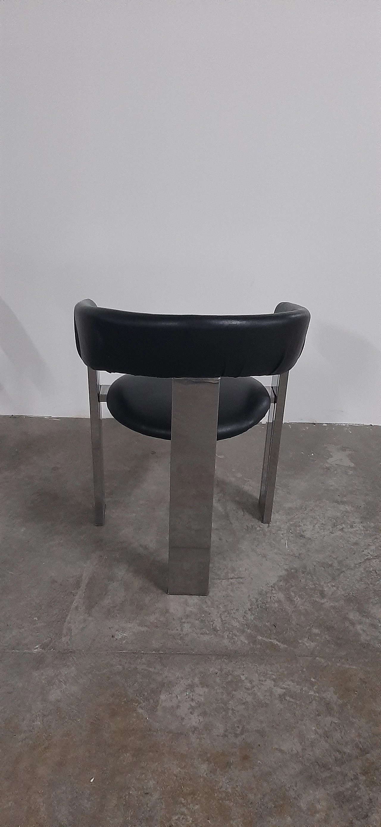 4 Steel and black leather armchairs in the style of Eckart Muthesius, 1990s 7