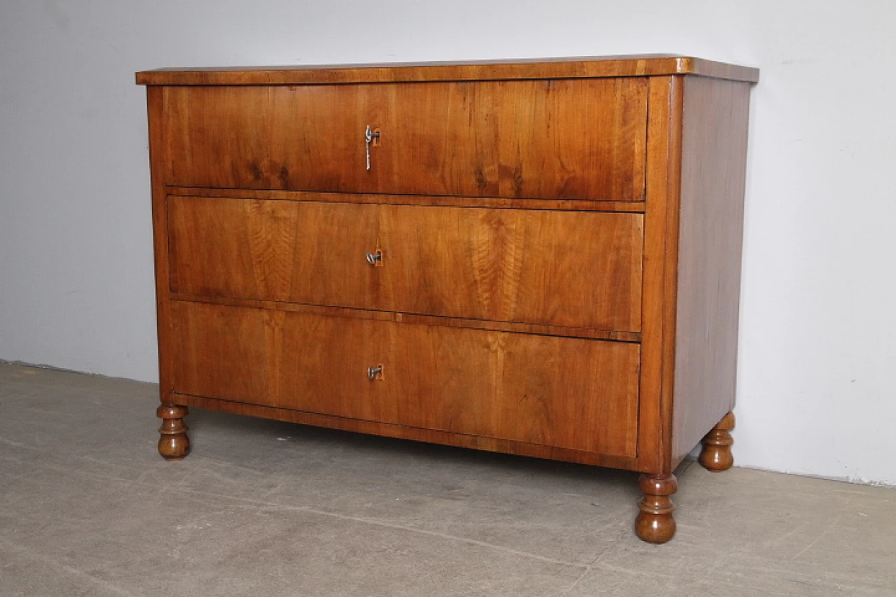 Direttorio walnut panelled dresser with three drawers, early 19th century 1