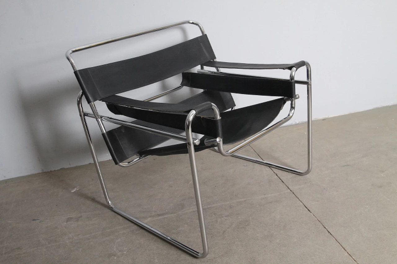 Poltrona in pelle e metallo nello stile di Marcel Breuer, anni '70 5