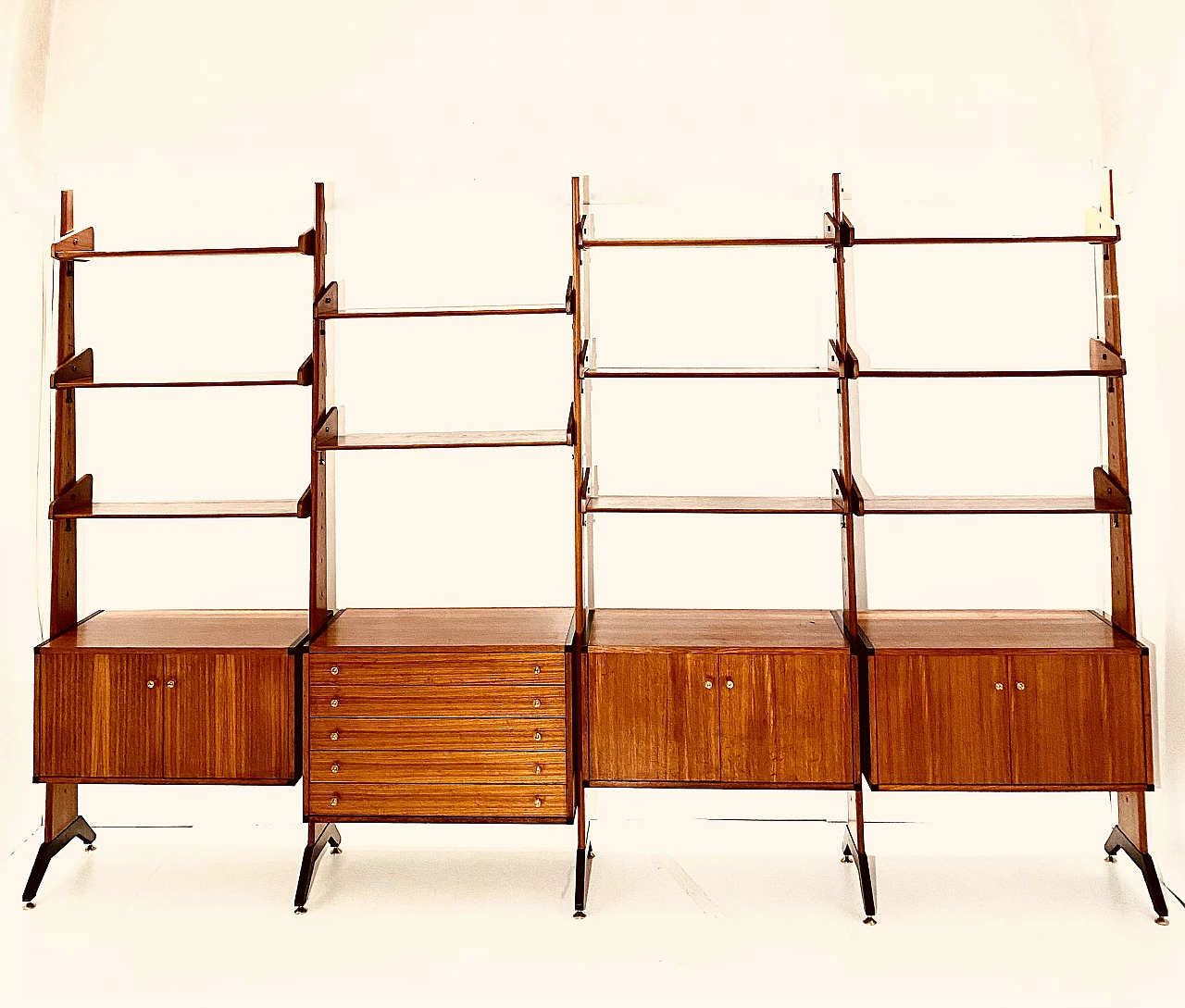Teak veneered poplar modular bookcase by Vittorio Dassi, 1960s 2