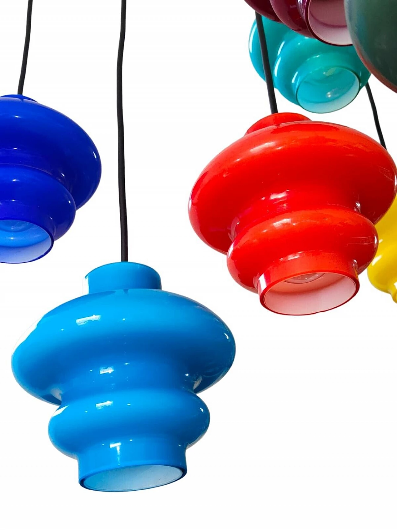 Seven-light multicolor Murano glass chandelier, 1960s 3