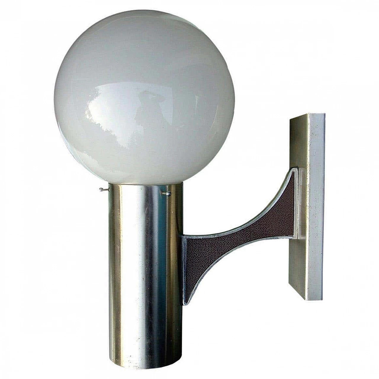 Wall lamp with metal frame and spherical diffuser for Sciolari, 1970s 1
