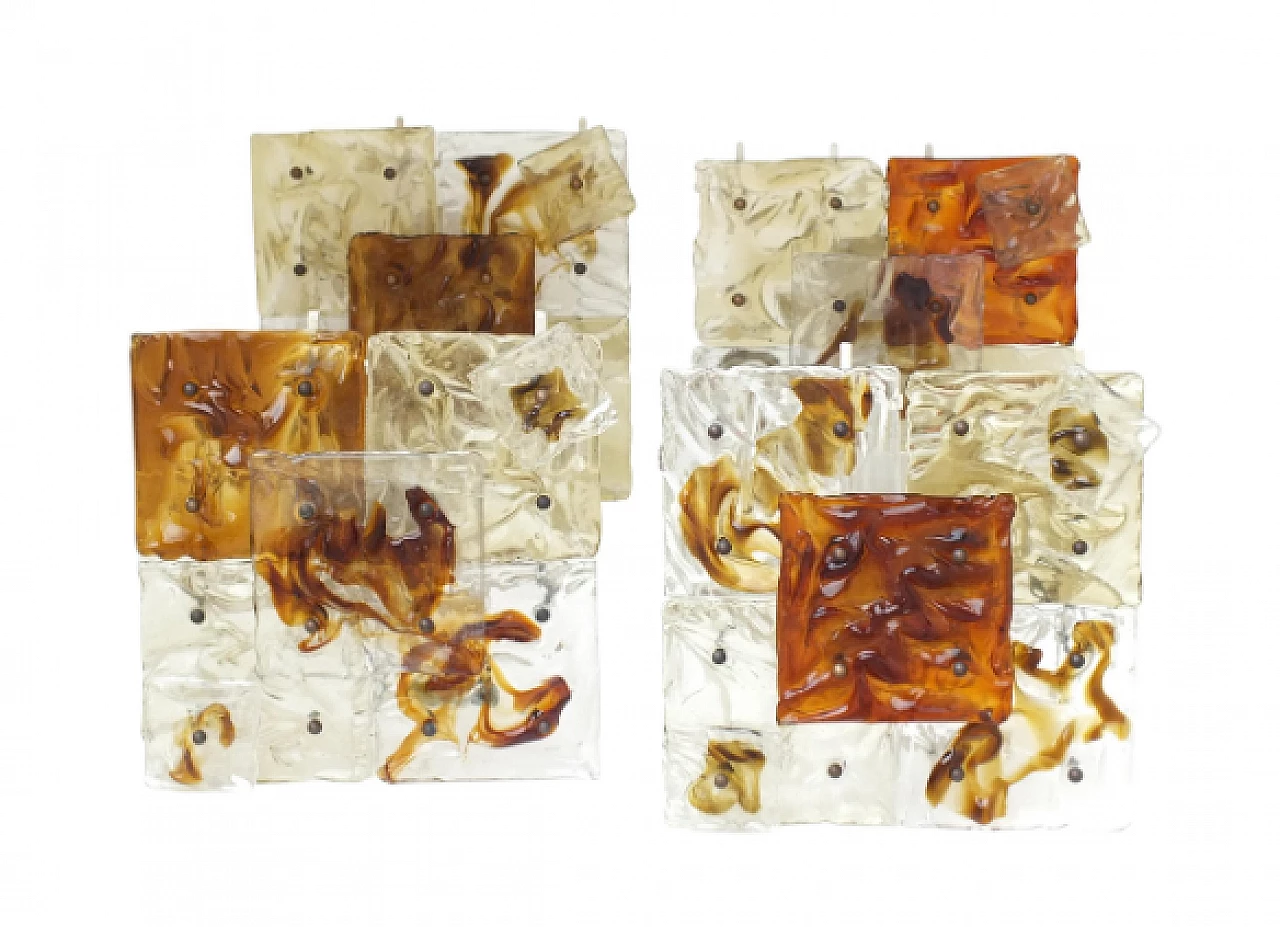 Coppia di applique patchwork in vetro di Toni Zuccheri per Venini, anni '70 1