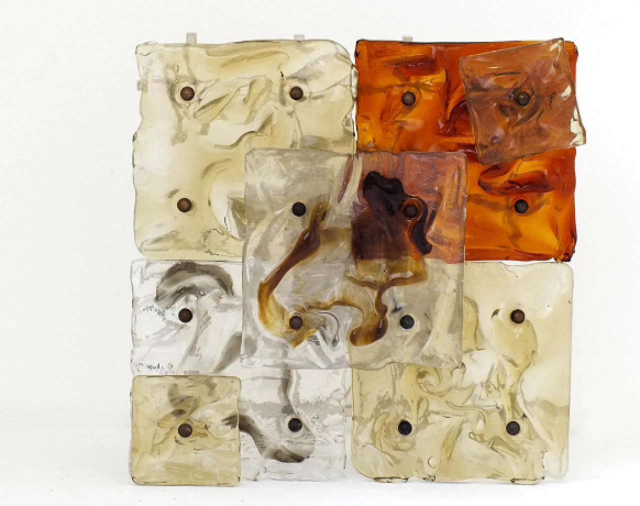 Coppia di applique patchwork in vetro di Toni Zuccheri per Venini, anni '70 2