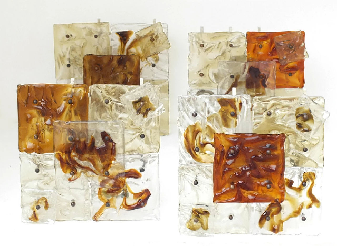 Coppia di applique patchwork in vetro di Toni Zuccheri per Venini, anni '70 4