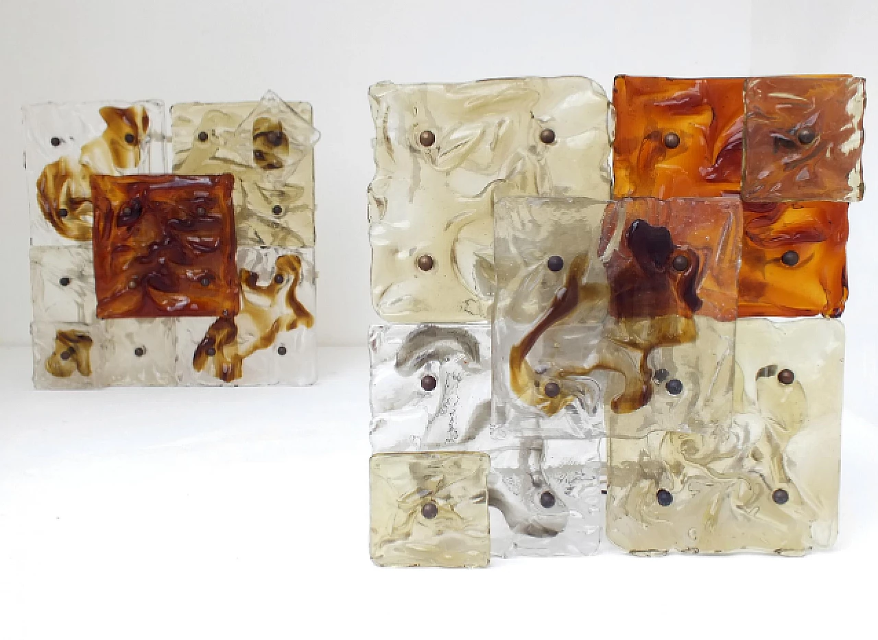 Coppia di applique patchwork in vetro di Toni Zuccheri per Venini, anni '70 7