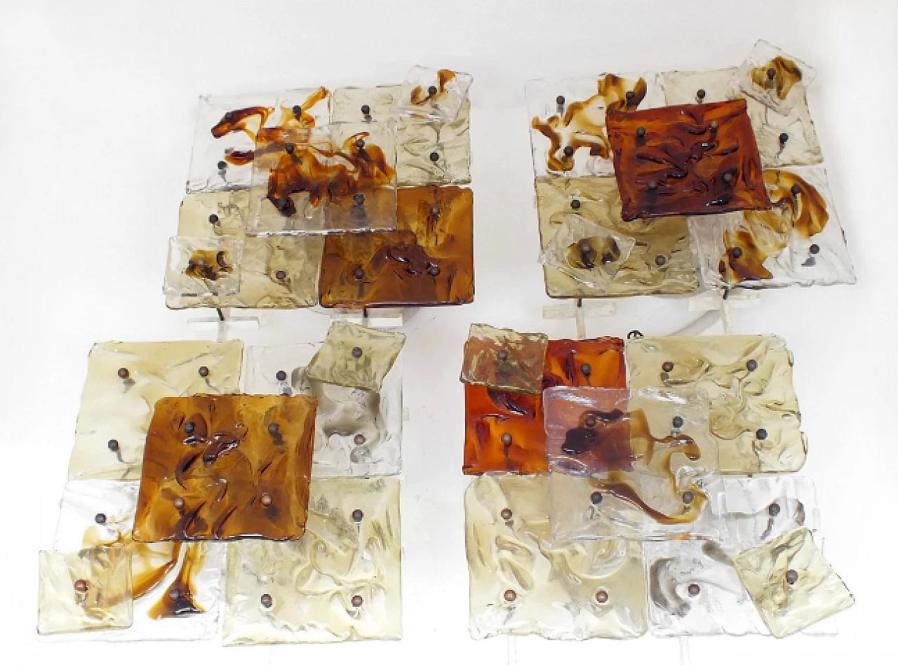 Coppia di applique patchwork in vetro di Toni Zuccheri per Venini, anni '70 13