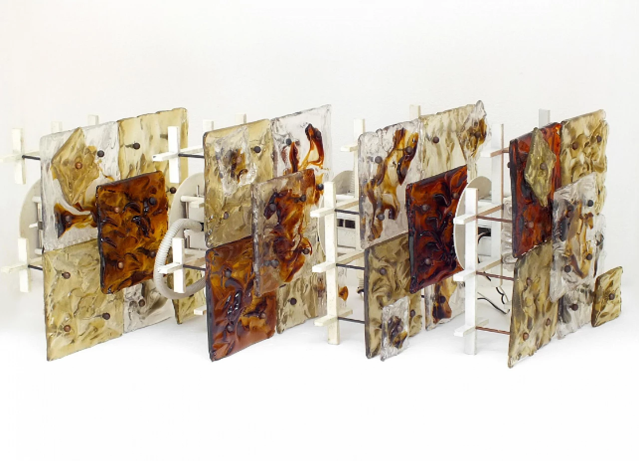 Coppia di applique patchwork in vetro di Toni Zuccheri per Venini, anni '70 14