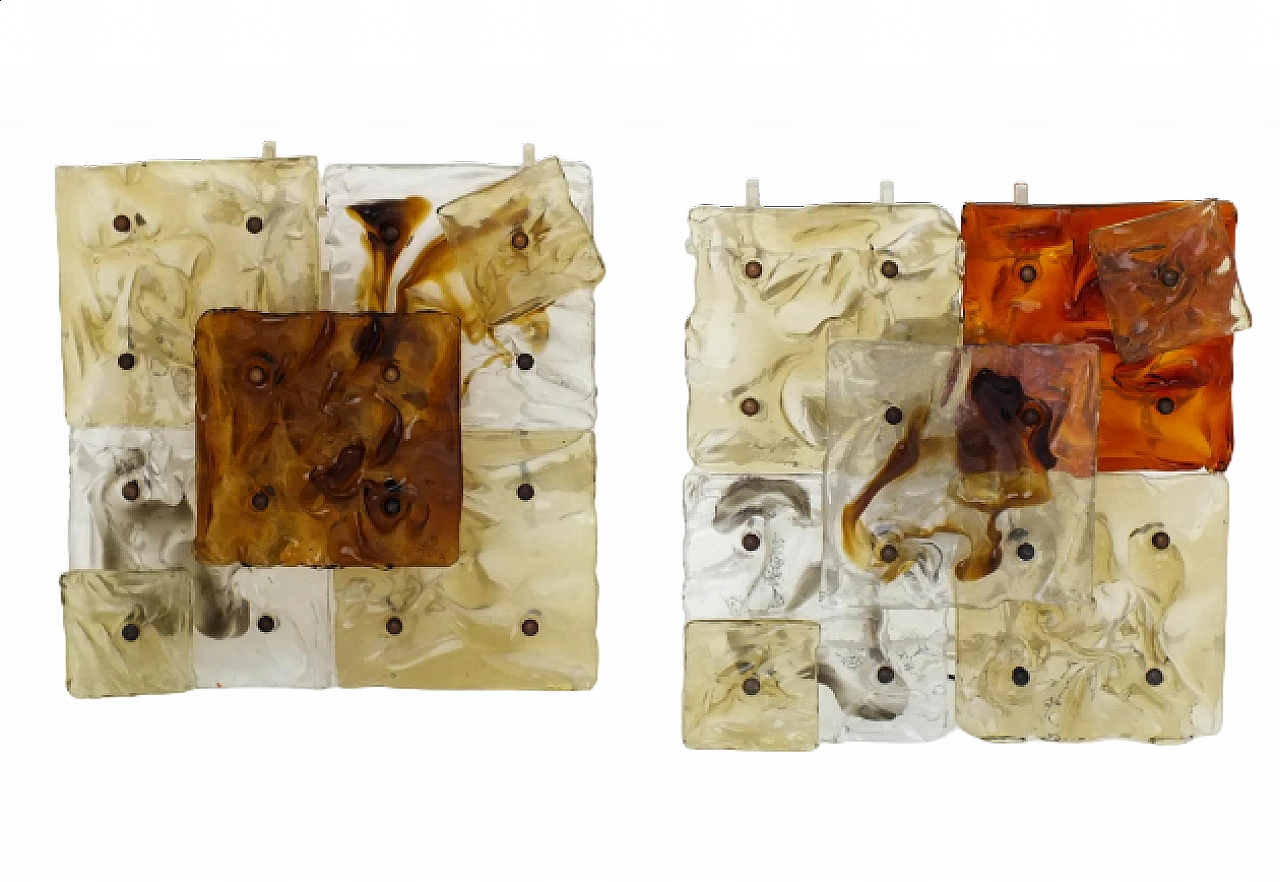 Coppia di applique patchwork in vetro di Toni Zuccheri per Venini, anni '70 17