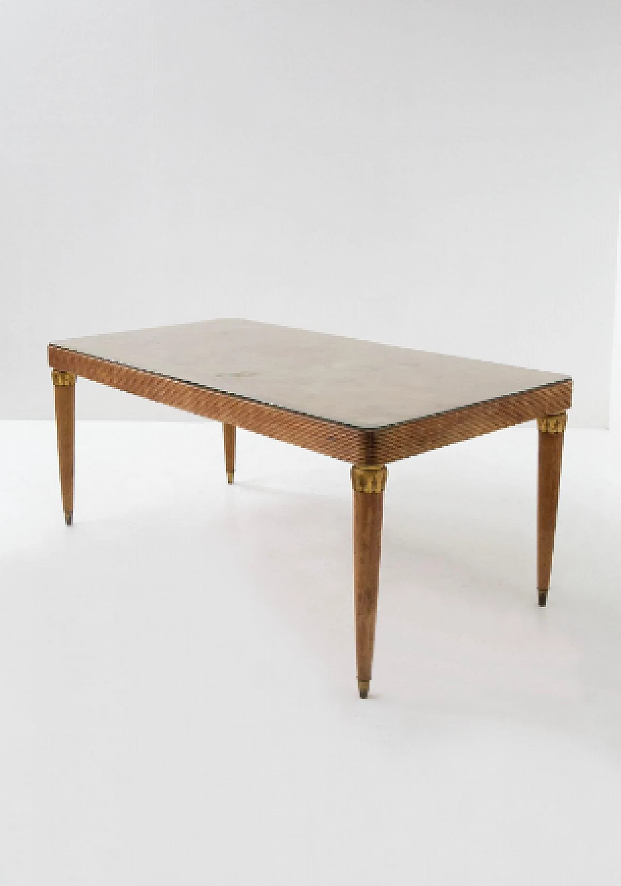 Wood, glass and brass table by Paolo Buffa, 1950s 2