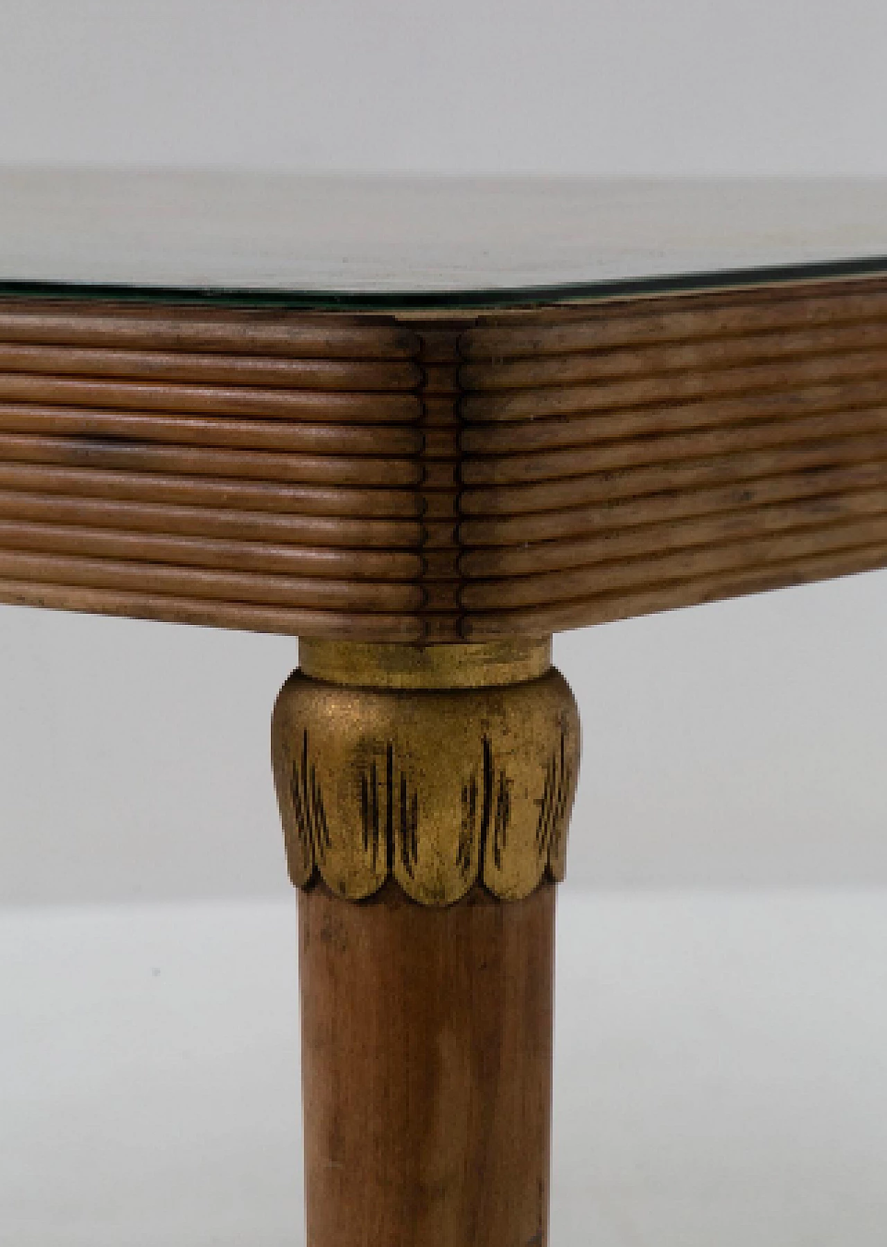 Wood, glass and brass table by Paolo Buffa, 1950s 3